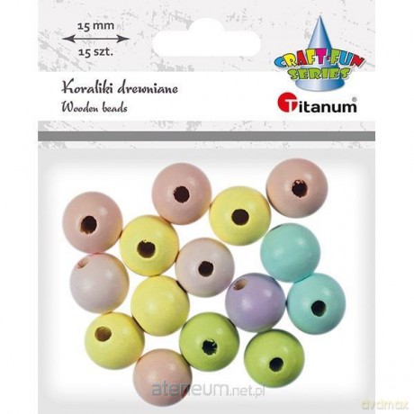 Koraliki drewniane okrągłe pastel 15 szt.