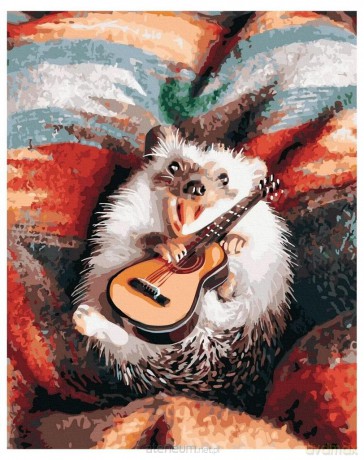 Malowanie po numerach - Jeż z gitarą 40x50 cm