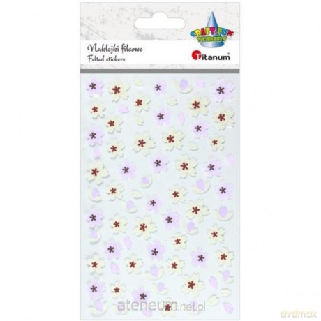 Naklejki filcowe kwiaty biało-czerwone mix 75 szt..