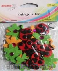 Naklejki z filcu biedronki i kwiatki 28 szt.