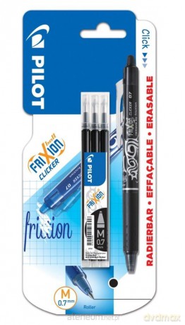 Pióro kulkowe FriXion Clicker czarny 0.7 + wkłady