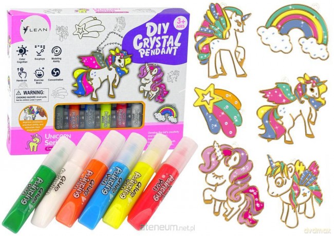 Witraże zawieszki DIY jednorożce 6 szt.