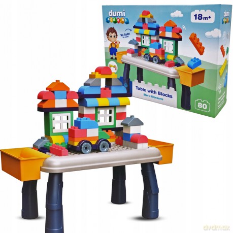 Dumi Blocks: Stół z klockami 80 el. miękkie