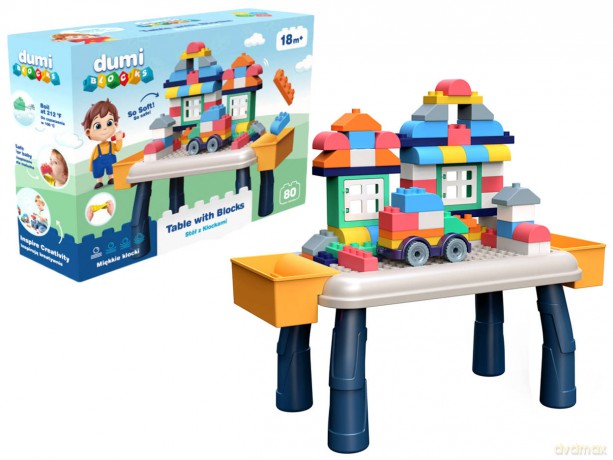 Dumi Blocks: Stół z klockami 80 el. miękkie
