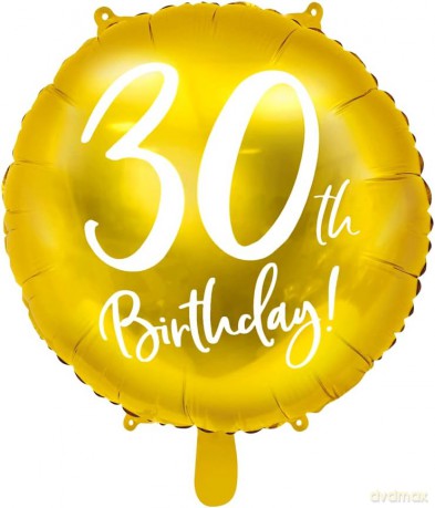 Balon foliowy 30th Birthday 45 cm złoty