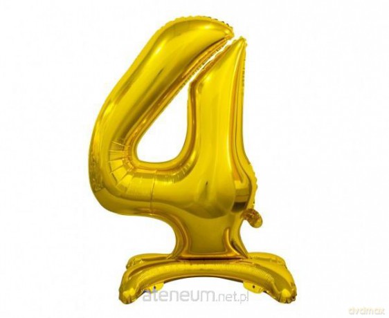 Balon foliowy B&C Cyfra stojąca 4 złota 74 cm