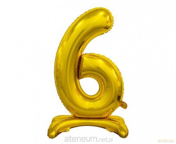 Balon foliowy B&C Cyfra stojąca 6 złota 74 cm