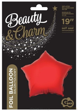 Balon foliowy Gwiazda Beauty&Charm czerwona 36 cm