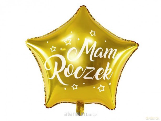 Balon foliowy Gwiazdka Mam Roczek 48 cm złoty