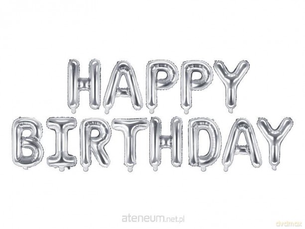 Balon foliowy Happy Birthday 340x35 cm srebrny