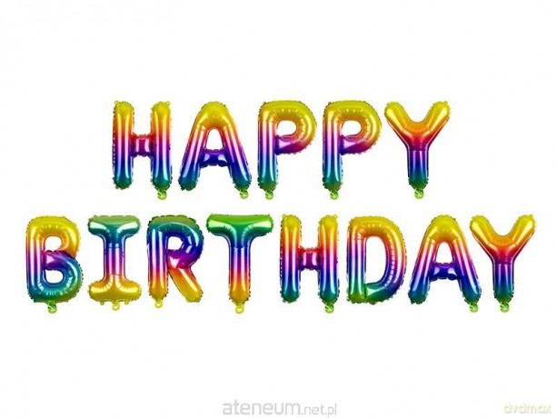 Balon foliowy Happy Birthday 340x35 cm tęczowy