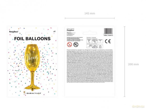 Balon foliowy Kieliszek 28x80 cm złoty