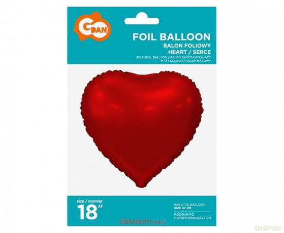 Balon foliowy Serce matowe czerwone 46 cm