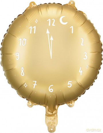 Balon foliowy Zegar 45 cm złoty