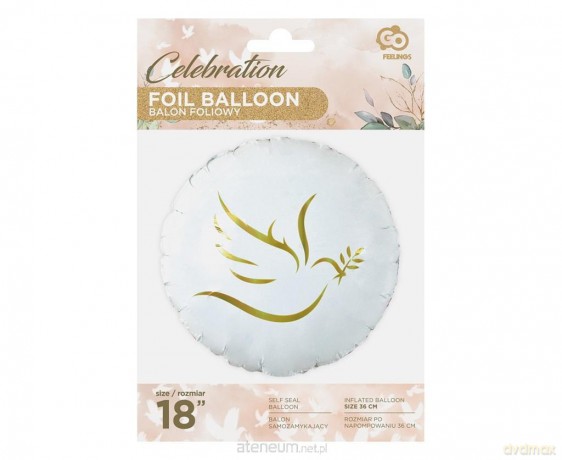 Balon foliowy Złoty gołąbek okrągły