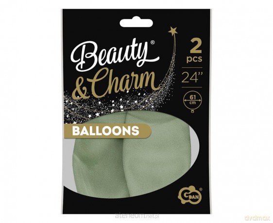 Balony B&C pastelowe szaro-zielone 61 cm 2 szt
