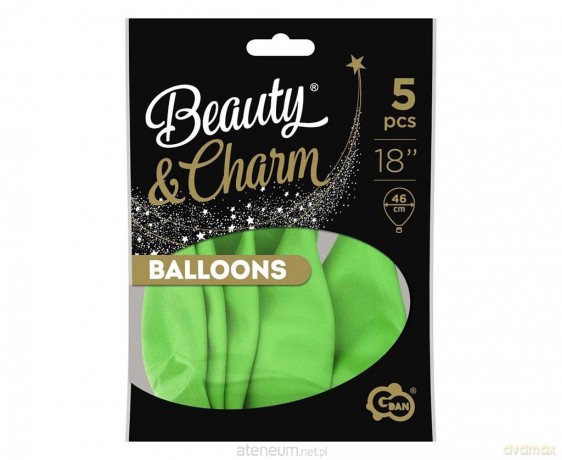 Balony Beauty&Charm makaronowe pistacja 46 cm 5 szt