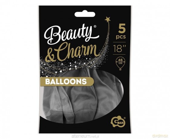 Balony Beauty&Charm platynowe grafit 46 cm 5 szt
