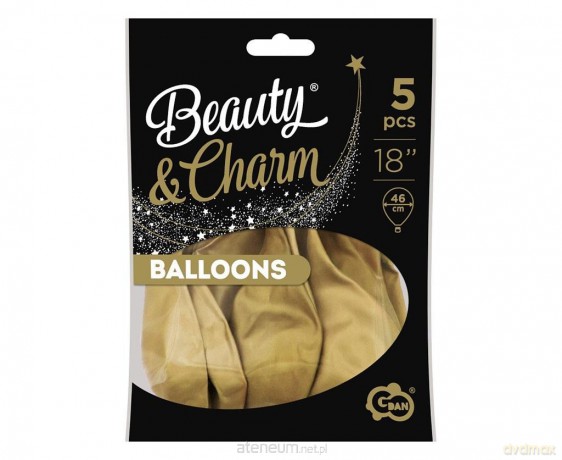 Balony Beauty&Charm platynowe j. złote 46 cm 5 szt