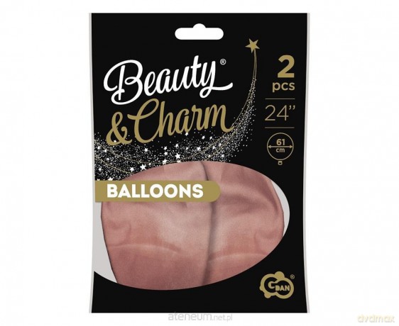Balony Beauty&Charm platynowe różowe zł. 61 cm 2 szt