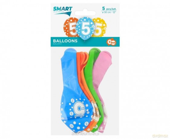 Balony cyfra 5 MIX 30 cm 5 szt