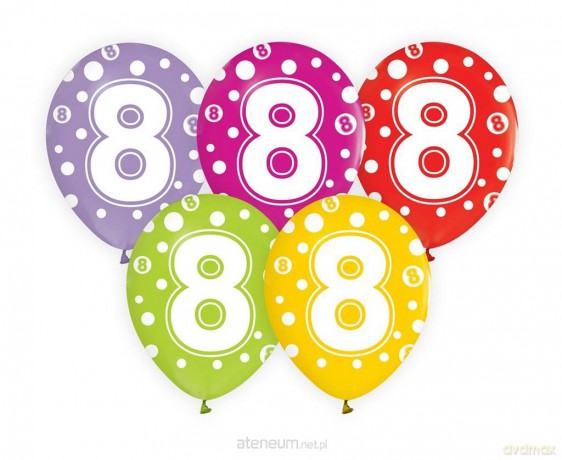 Balony cyfra 8 30 cm 5 szt