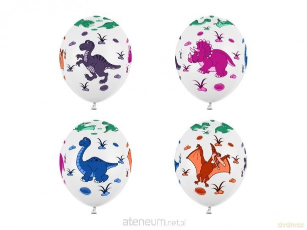 Balony Dinozaury Pastel Pure White 30 cm 6 szt