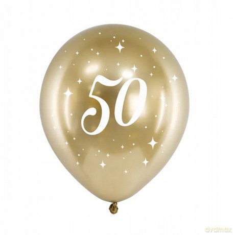 Balony Glossy 50-tka 30 cm złote 6 szt