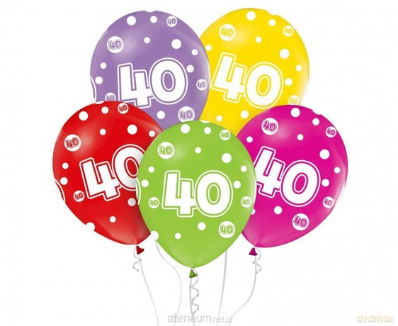 Balony liczba 40 urodziny 30 cm 5 szt