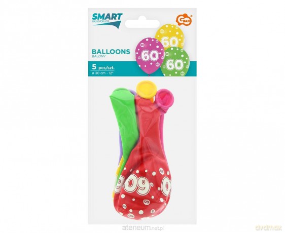 Balony liczba 60 urodziny 30 cm 5 szt