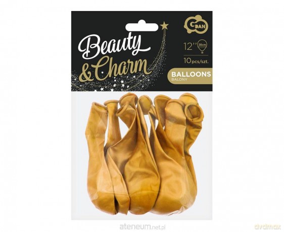 Balony metaliczne Beauty&Charm złote 30 cm 10 szt