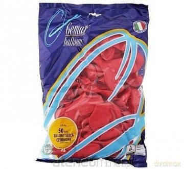 Balony pastelowe Serce bez nadruku czerwone 50 szt