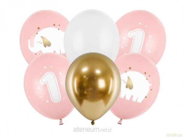 Balony Roczek Baby pink 30 cm 6 szt