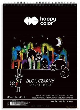 Blok A4/40K czarny Koty 80g spirala