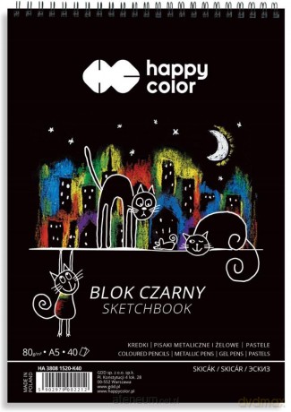 Blok A5/40K czarny Koty 80g spirala