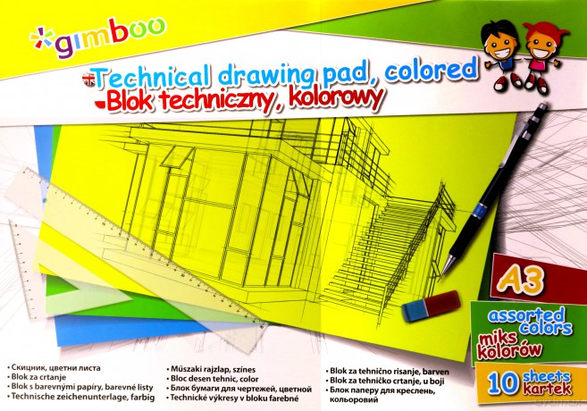 Blok techniczny A3/10K kolorowy