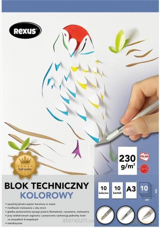 Blok techniczny A3/10K kolorowy barwiony
