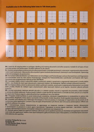 Etykieta samoprzylepna A4/100 arkuszy
