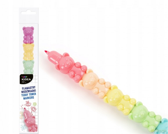 Flamastry niedźwiadki pastelowa wieża
