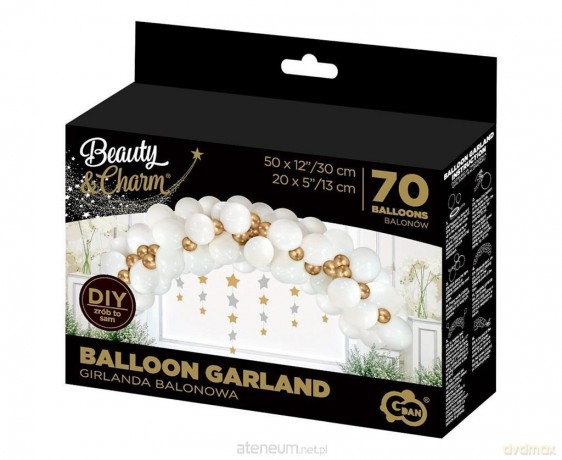 Girlanda balonowa B&C biało-złota 70 szt
