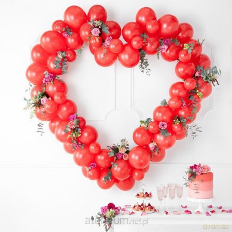 Girlanda balonowa ze stelażem Serce czerwony 160 cm