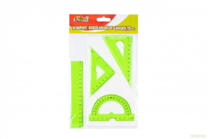 Komplet kreślarski z linijką 15 cm zielony