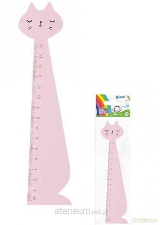 Linijka drewniana 15 cm kot różowy