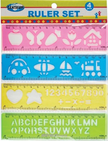 Linijki z szablonami 15 cm 4 szt. 86622