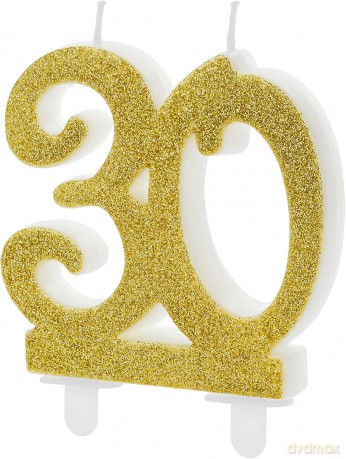 Świeczka urodzinowa 30 złota 7.5 cm