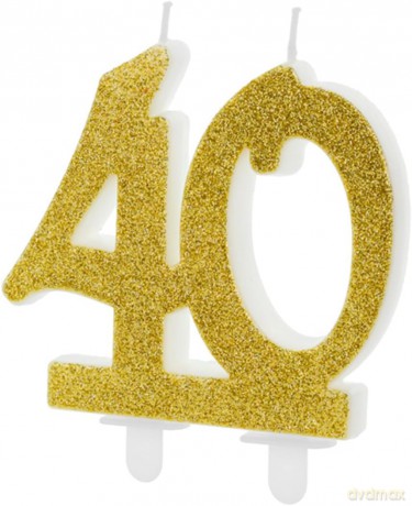 Świeczka urodzinowa 40 złota 7.5 cm
