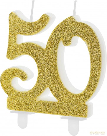 Świeczka urodzinowa 50 złota 7.5 cm