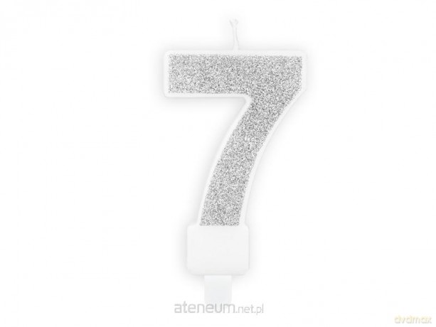 Świeczka urodzinowa 7 srebrna 7 cm