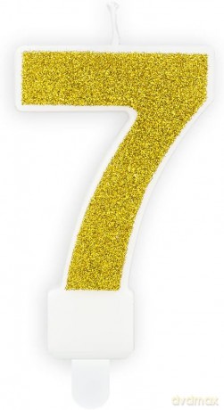 Świeczka urodzinowa 7 złota 7 cm