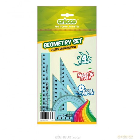 Zestaw geometryczny 4 el. z linijką 16 cm